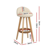 Set of 2 Bern PU Leather Backrest Bar Stools - Beige