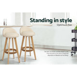 Set of 2 Bern PU Leather Backrest Bar Stools - Beige
