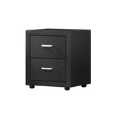 Kildonan Fabric Bedside Table with 2 Drawers - Charcoal
