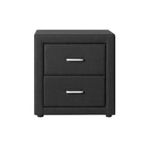 Kildonan Fabric Bedside Table with 2 Drawers - Charcoal