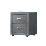 Kildonan Fabric Bedside Table with 2 Drawers - Grey