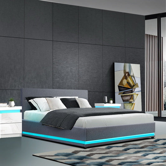 Venus Bed & Mattress Package with 34cm Black Mattress - Grey Queen