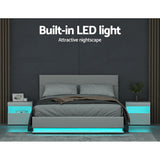 Azalea LED Bed Frame PU Leather Gas Lift Storage - White Queen