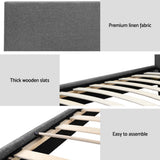Trenton Bed Frame Fabric - Grey King Single