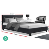 Saturn Bed & Mattress Package with 34cm Black Mattress - Charcoal Queen