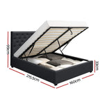 Madison Charcoal Bed Frame Fabric Gas Lift Storage - Queen