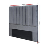 Bed Headboard Velvet - Grey Queen