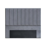 Bed Headboard Velvet - Grey Queen