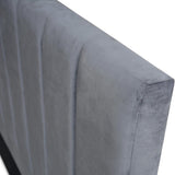 Bed Headboard Velvet - Grey Queen