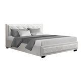 Savannah Bed Frame PU Leather Gas Lift With Storage - White King