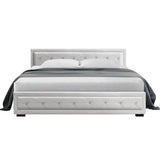 Savannah Bed Frame PU Leather Gas Lift With Storage - White King