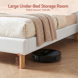 Shiemi Kids Bed Frame Bear Ears Headboard Upholstered Leather Platform Bed - White King Single