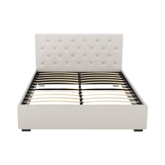 Samara Gas Lift Bed Frame - Beige Double