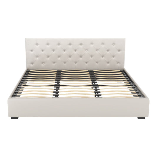 Samara Gas Lift Bed Frame - Beige King