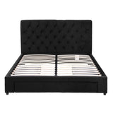 Naya Bed Frame Storage Charging Station Upholstered 3 Drawers USB Type-C - Black Double