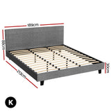 Amalfi Fabric Bed Frame - Grey King