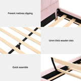 Avalyn Bed Frame Scallop-Shape Bedhead Velvet Fabric - Pink Double