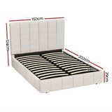 Gianna Bed Frame Fabric - Beige Double