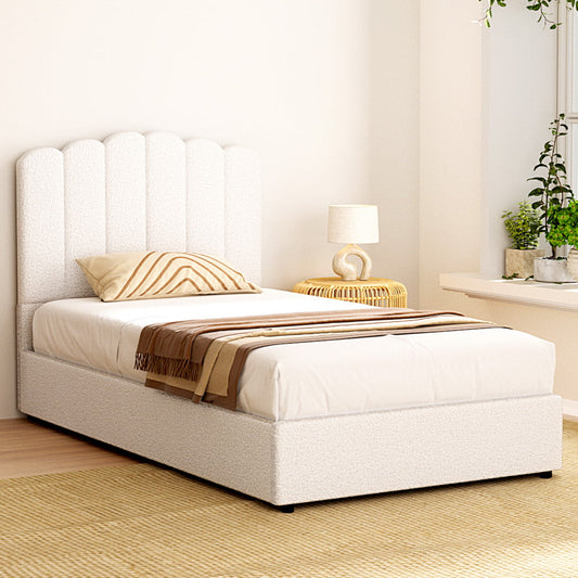 Fiona Bed Frame Bouclé - Beige King Single