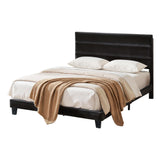 Liora Upholstered Bed Frame with Geometric Headboard Velvet - Black Queen