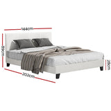 Sean Bed Frame Fabric Bouclé Platform Wooden - White Double
