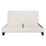 Sean Bed Frame Fabric Bouclé Platform Wooden - White Queen