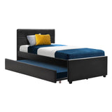 Easton Trundle Wooden Bed Frame with Trundle Bed - Black King Single