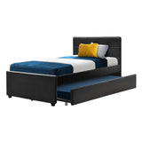 Easton Trundle Wooden Bed Frame with Trundle Bed - Black King Single