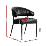 Gemma Set of 2 Dining Chairs Leather Hollow Armchair - Black