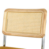 Agnes Set of 2 Dining Chairs Velvet Rattan Cantilever - Yellow