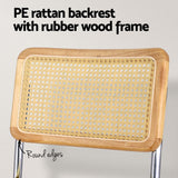 Agnes Set of 2 Dining Chairs Velvet Rattan Cantilever - Yellow