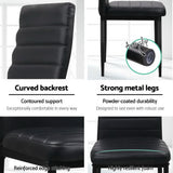 Briley Set of 4 Dining Chairs Leather Channel Tufted - Black