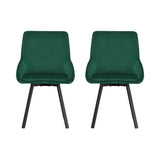 Set of 2 Dining Chairs Velvet Swivel Base - Green
