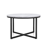 Ierax Coffee Table 70cm Round Marbel Effect - White