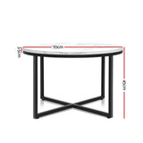Ierax Coffee Table 70cm Round Marbel Effect - White