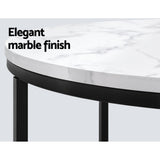 Ierax Coffee Table 70cm Round Marbel Effect - White