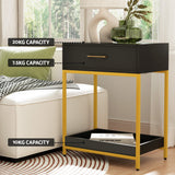 Calgary Wooden Bedside Table Side Table Shelf Bedroom Furniture Nightstand - Black