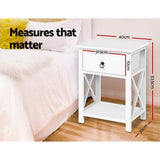 Set of 2 Bonavista Wood Bedside Tables Nightstand Lamp Chest Unit Cabinet - White