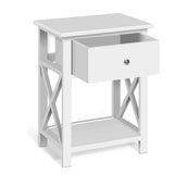 Dalhousie Wooden Bedside Table Coffee Side Cabinet Wooden - White