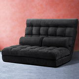 Merryn 2-Seater Suede Folding Floor Sofa Bed Lounge - Charcoal