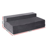 Penelope 12cm Double Size Folding Foam Mattress Portable Bed Mat Velvet Dark Grey - Double