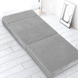 Penelope 12cm Folding Foam Mattress Portable Sofa Bed Lounge Chair Velvet Light Grey - Single