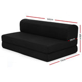 Scarlett 24cm Folding Foam Mattress Portable Double Sofa Bed Mat Air Mesh Fabric Black - Double