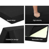 Scarlett 24cm Folding Foam Mattress Portable Double Sofa Bed Mat Air Mesh Fabric Black - Double