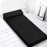 Scarlett 24cm Folding Foam Mattress Portable Single Sofa Bed Mat Air Mesh Fabric Black - Single