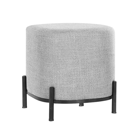 Square Foot Stool Faux Linen Fabric Ottoman Foot Rest Padded Seat Grey