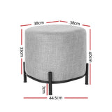 Square Foot Stool Faux Linen Fabric Ottoman Foot Rest Padded Seat Grey