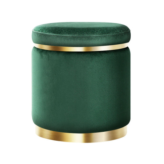 Ottoman Round Velvet Foot Stool Foot Rest Pouffe Padded Seat Pouf Green
