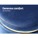 Foot Stool Round Velvet Ottoman Foot Rest Pouf Padded Seat Footstool Navy