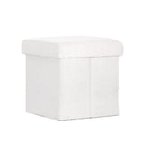 Ottoman Storage Foot Stool Vanity Square Teddy - White